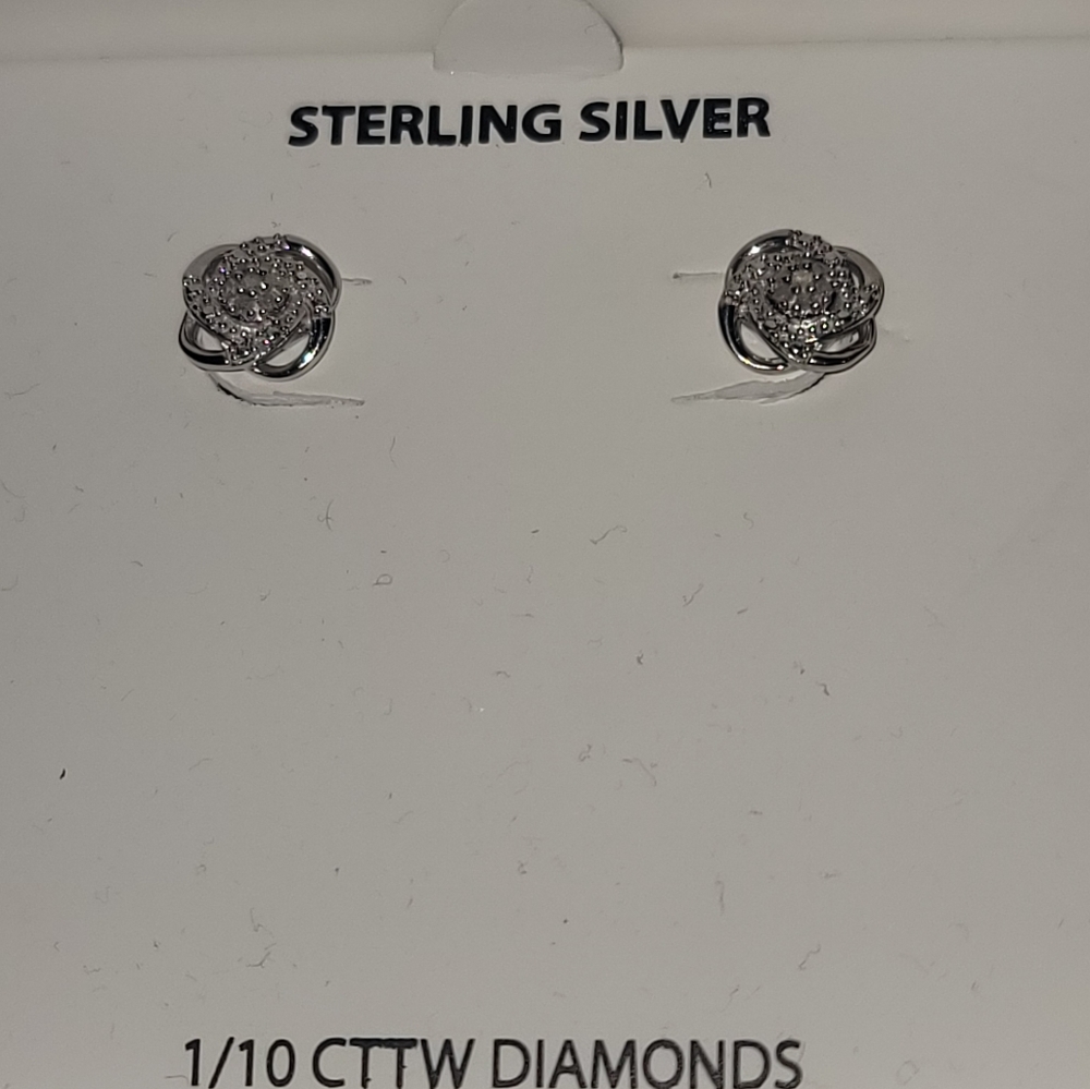 NWT diamond and sterling silver earrings